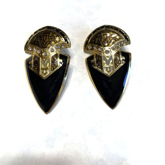 Vintage Designer Signed Berebi Earrings Bold Large Statement Chunky 80s - Picture 2 of 10